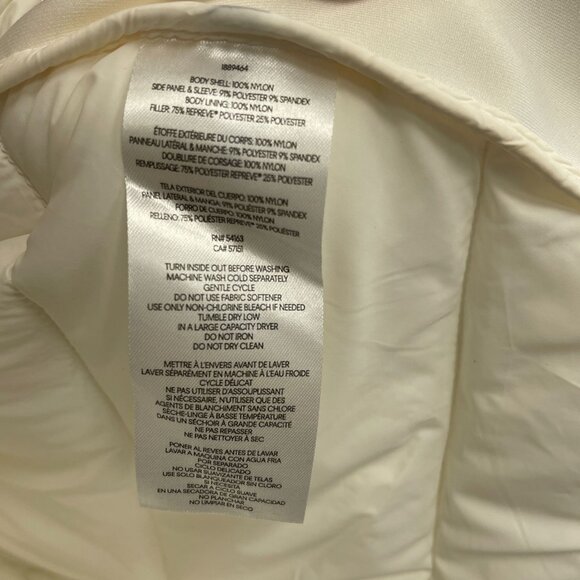 DKNY Women's L Hooded Quilted Jacket With Black Zipper Pockets Ivory i1712 - Picture 7 of 10